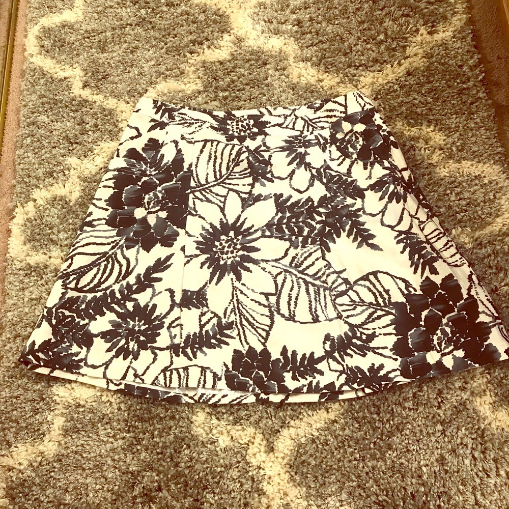 White Linen skirt with black flower designs